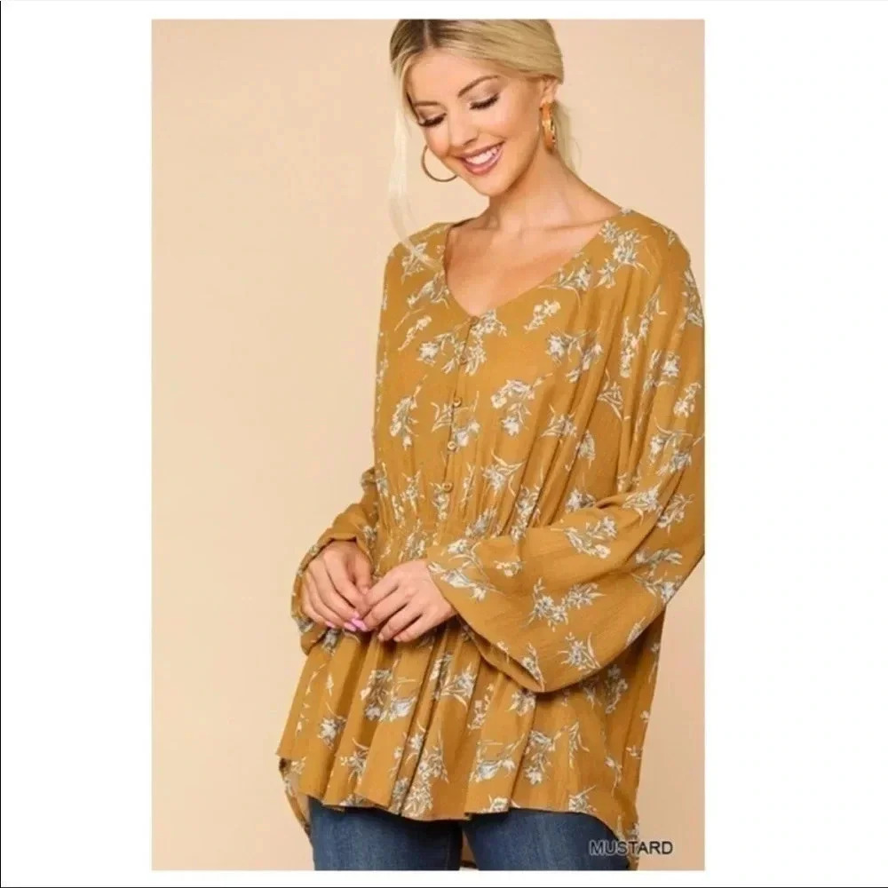 Mustard Floral Tunic​​​​ - Picture 4 of 10
